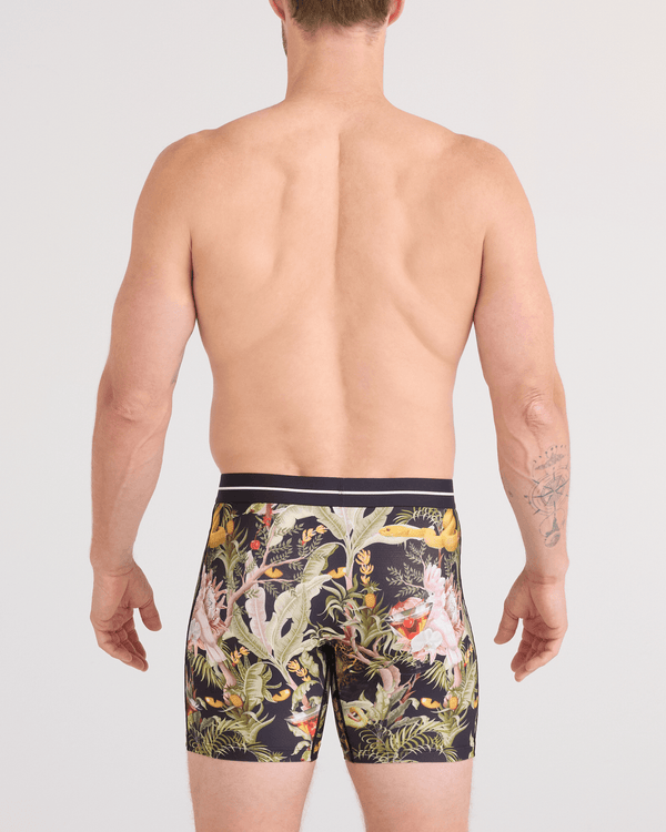 Back - Model wearing  Volt Breathable Mesh Boxer Brief in Jungle Juice-Black