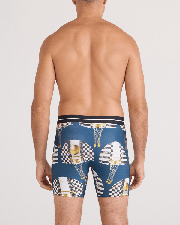 Back - Model wearing  Volt Breathable Mesh Boxer Brief in Off The Chain-Rich Teal