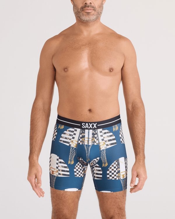 Front - Model wearing  Volt Breathable Mesh Boxer Brief in Off The Chain-Rich Teal