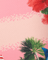 Pink fabric with palm tree and red flower design