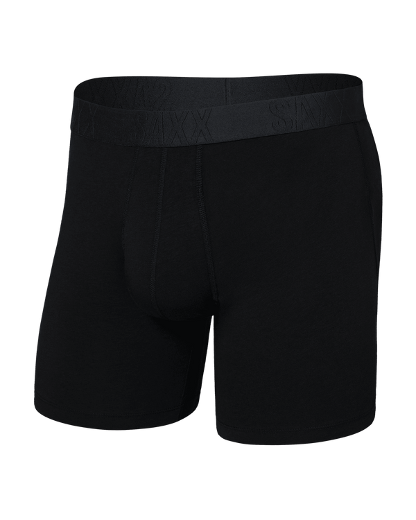 Front of  DropTemp Cooling Cotton Boxer Brief Fly in Black