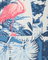 Tropical fabric with pink flamingo and blue palm tree design