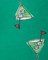 Green fabric with embroidered cocktail design on a green background