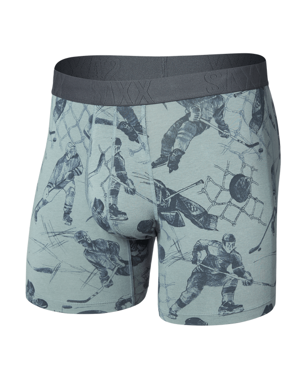 Front of DropTemp Cooling Cotton Boxer Brief in Off The Boards-Silver Pine