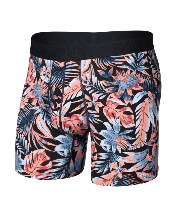 Front of DropTemp Cooling Cotton Boxer Brief in Palm Passion-Black