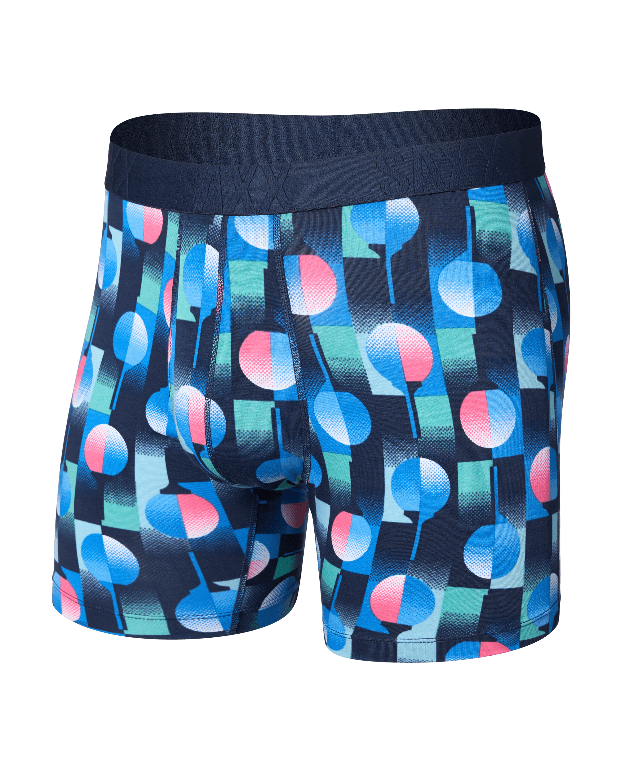 Front of DropTemp Cooling Cotton Boxer Brief in Tee Up-Maritime Blue