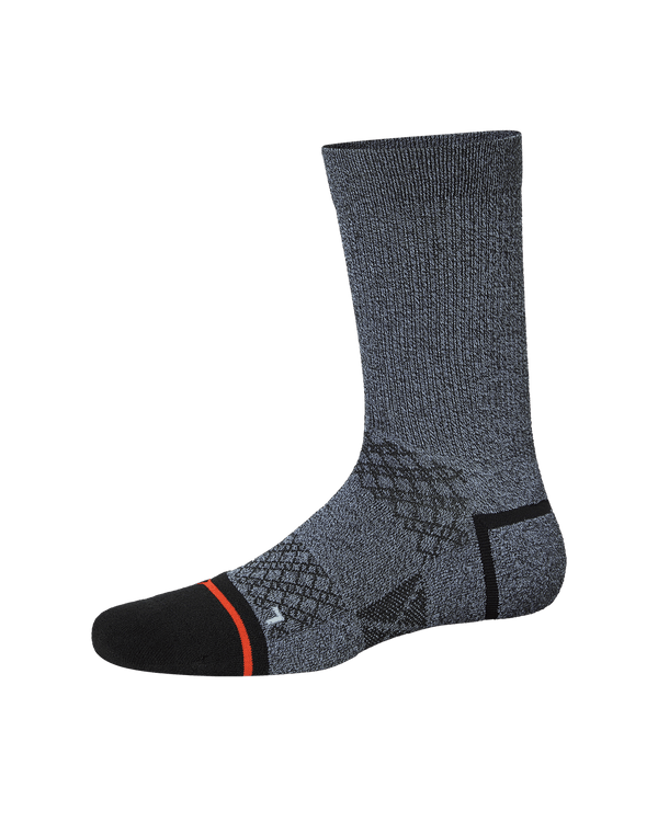 Front of  Foot Hold Mid-Weight Crew Sock in Black/White