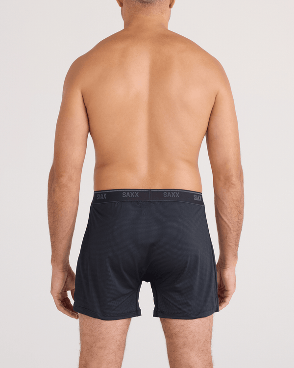Back - Model wearing  Quest Quick-Dry Mesh Boxer Short Fly in Black