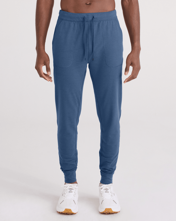 Front - Model wearing  3Six Five Pant in Washed Indigo