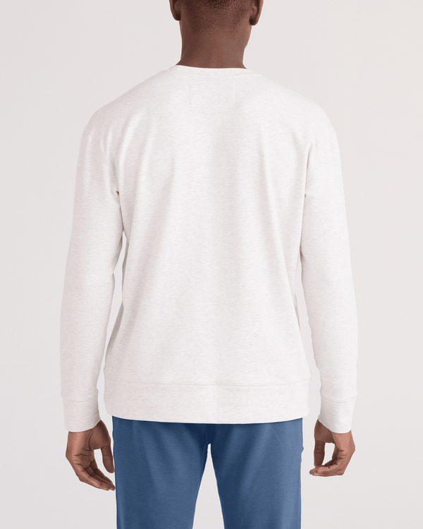 Back - Model wearing  3Six Five Long Sleeve Crew in Steel Heather