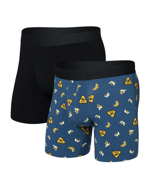 Front of  DropTemp Cooling Cotton Boxer Brief Fly 2 Pack in Safety First/Black