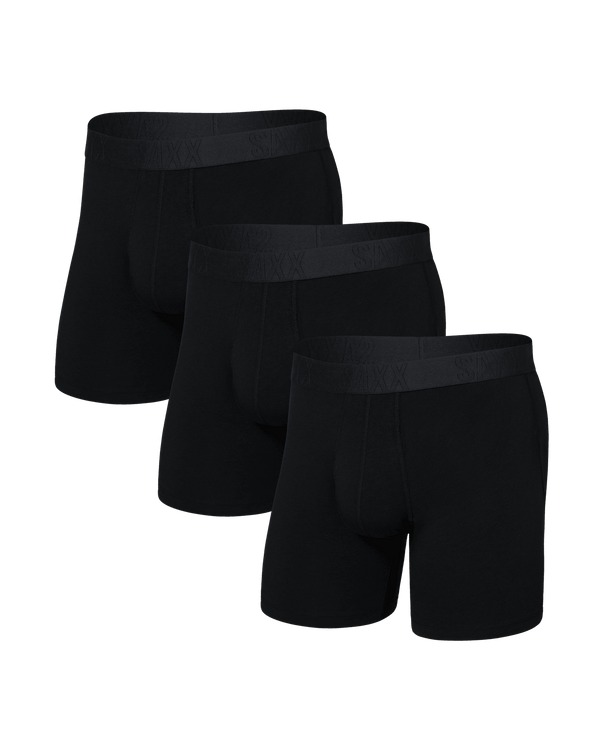 Front of  DropTemp Cooling Cotton Boxer Brief Fly 3 Pack in Black