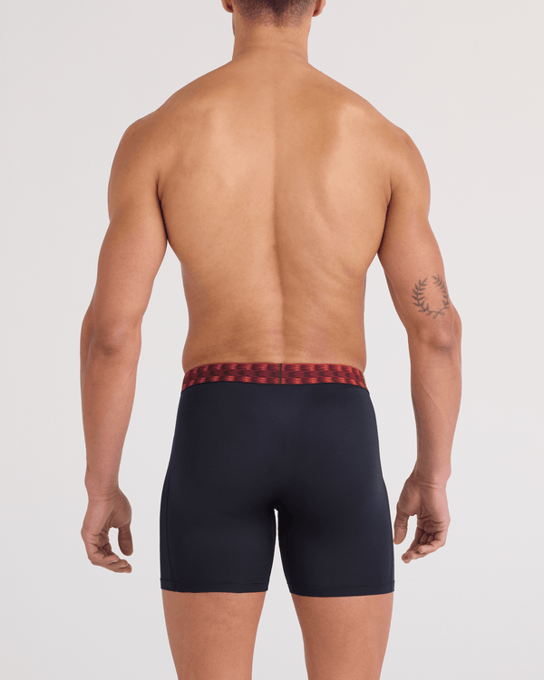 Back - Model wearing  Multi-Sport Mesh Boxer Brief Fly 3 Pack in Red/Mint/Blue Jagged Waistband