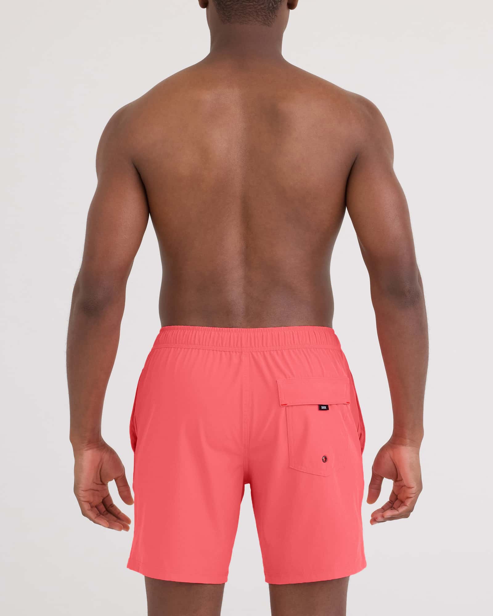 Back - Model wearing Oh Buoy 2N1 Volley 7" in Coral Pop