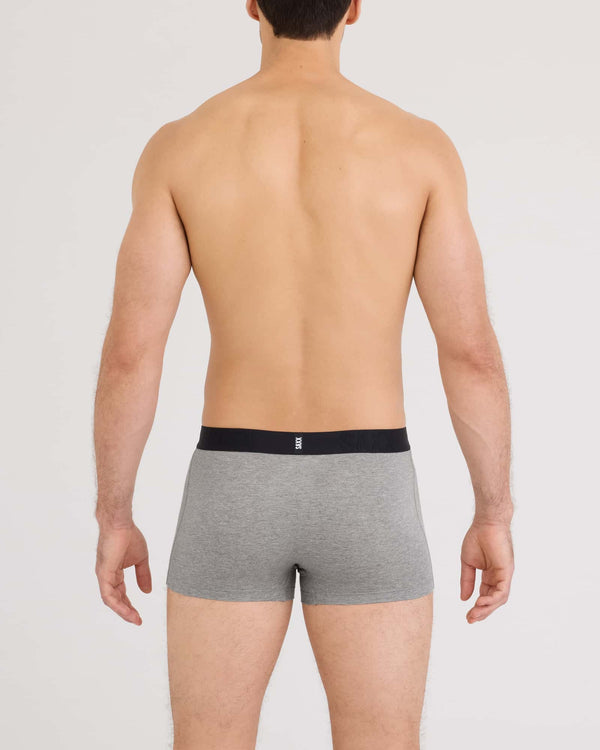 Back - Model wearing Droptemp Cooling Cotton Trunk Fly in Dark Grey Heather