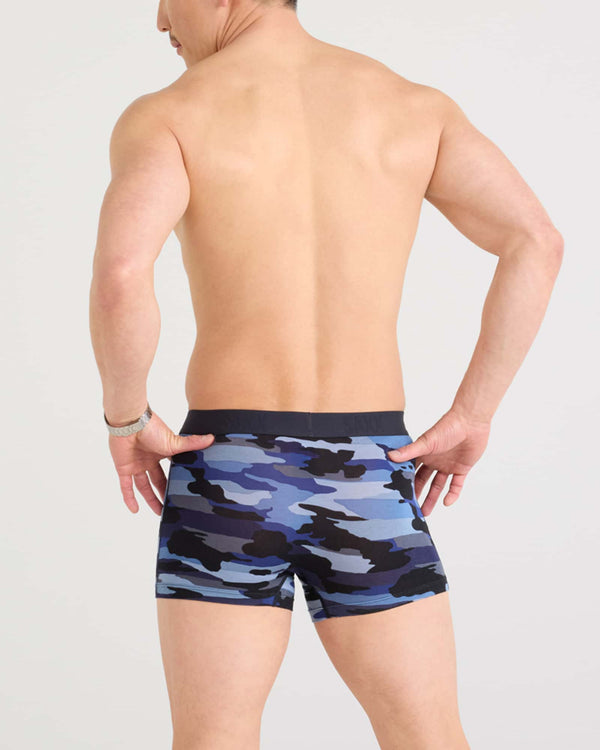 Back - Model wearing Vibe Xtra Trunk Fly in Cloudbank Camo-Navy