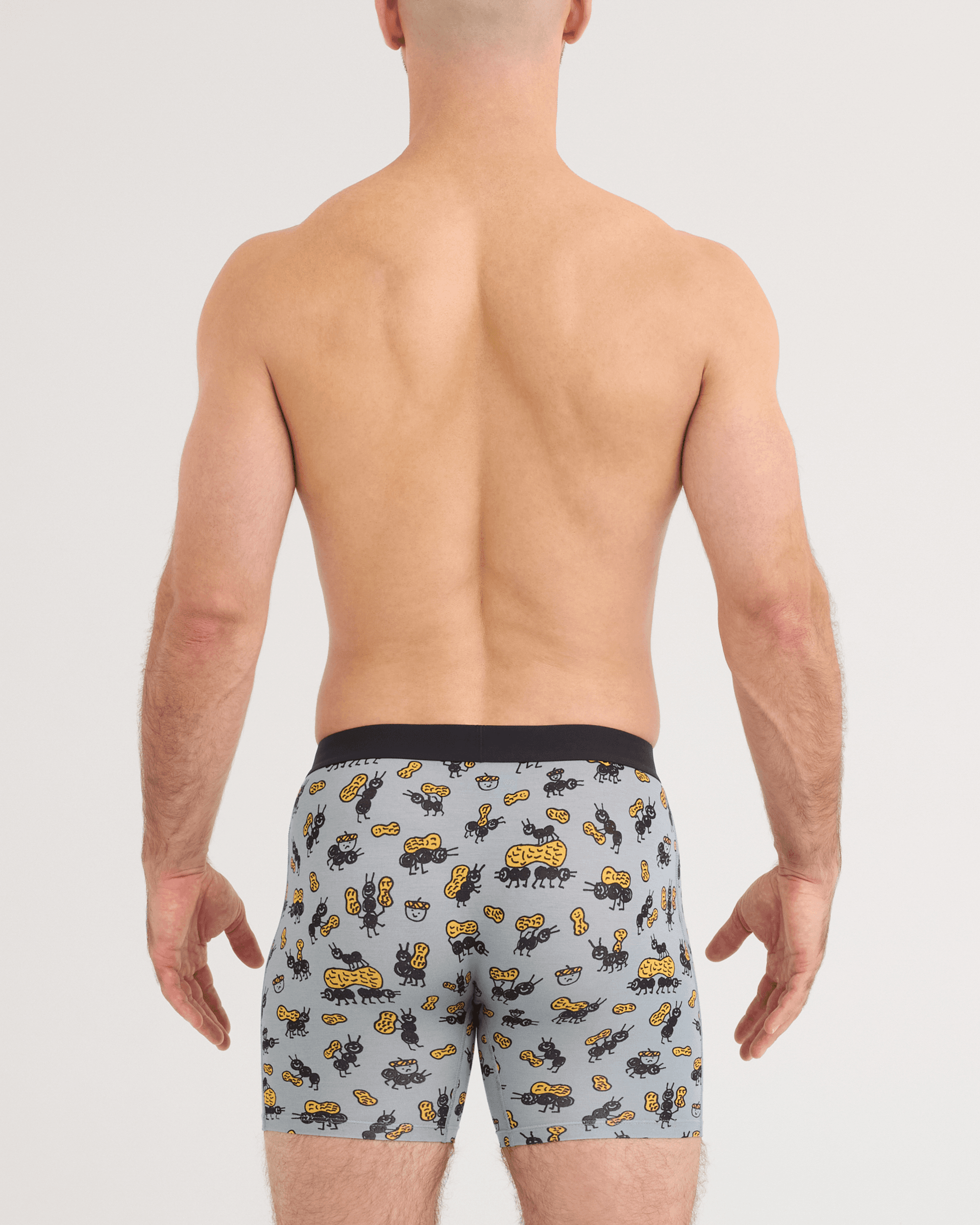 Back - Model wearing Vibe Xtra Soft Comfort Boxer Brief in Ants In Your Pants-Silver Pine