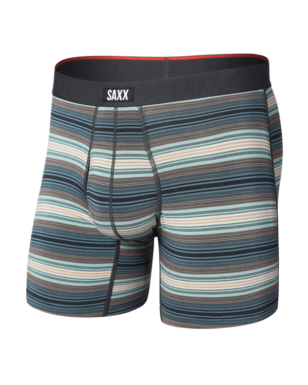 Front of Vibe Xtra Soft Comfort Boxer Brief in Baja Stripe-Dark Sage
