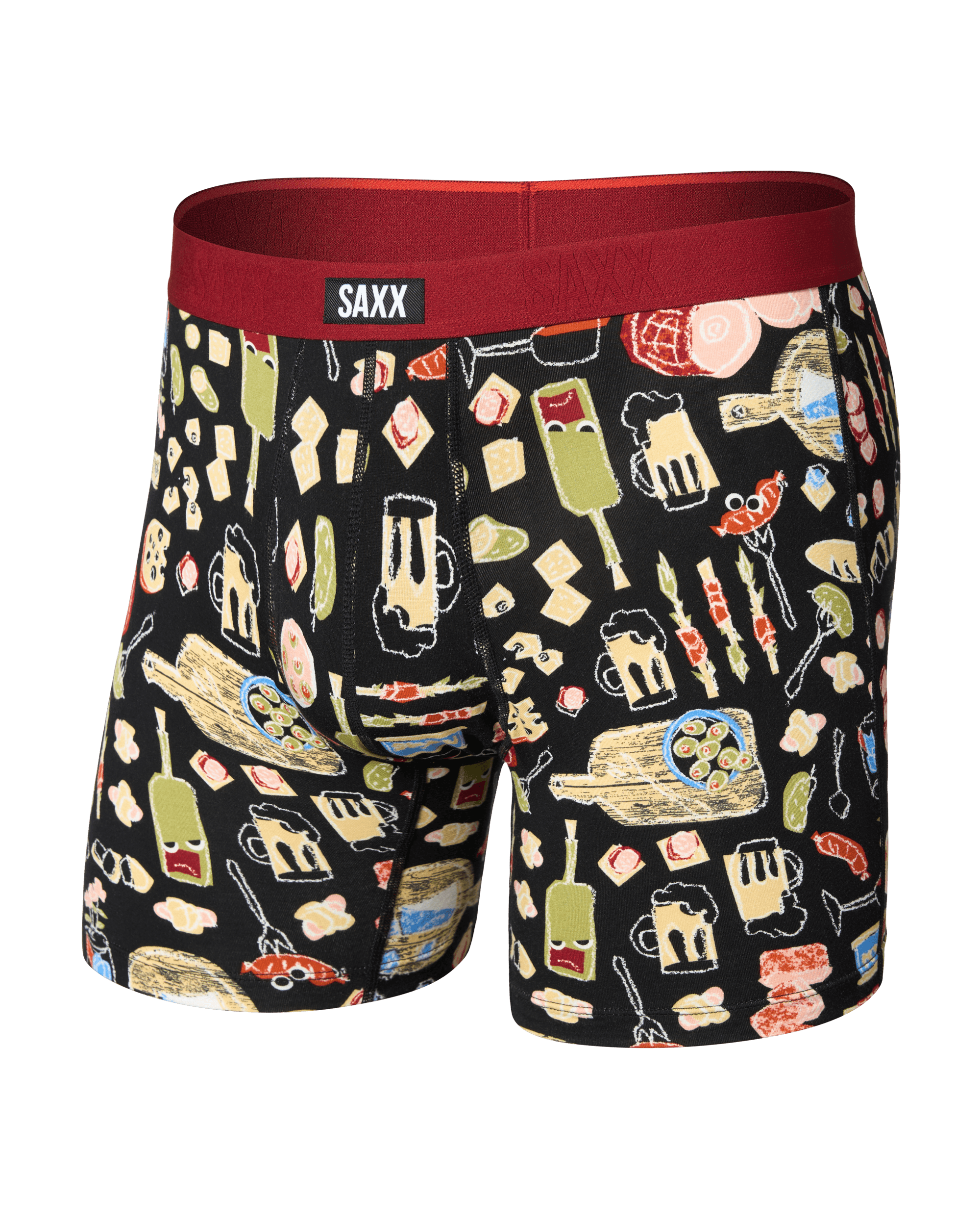 Front of Vibe Xtra Soft Comfort Boxer Brief in Charcuterie-Black