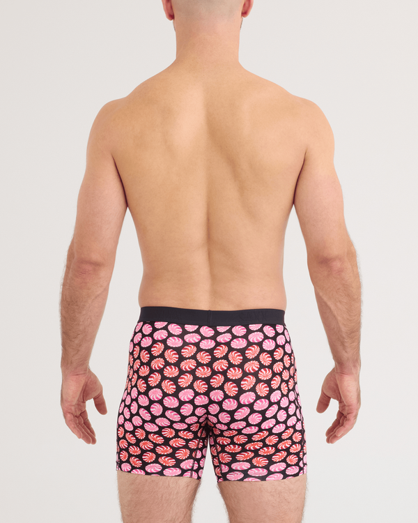 Back - Model wearing Vibe Xtra Soft Comfort Boxer Brief in Confection Perfection-Black