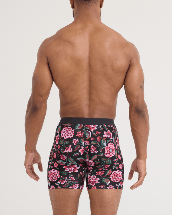 Back - Model wearing Vibe Xtra Soft Comfort Boxer Brief 2 Pack in Dandy Floral/Black