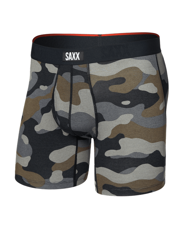 Front of  Vibe Xtra Soft Comfort Boxer Brief Fly in Dunk Tank Camo-Multi