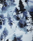 Artistic depiction of trees with a watercolor effect in blue and black tones.