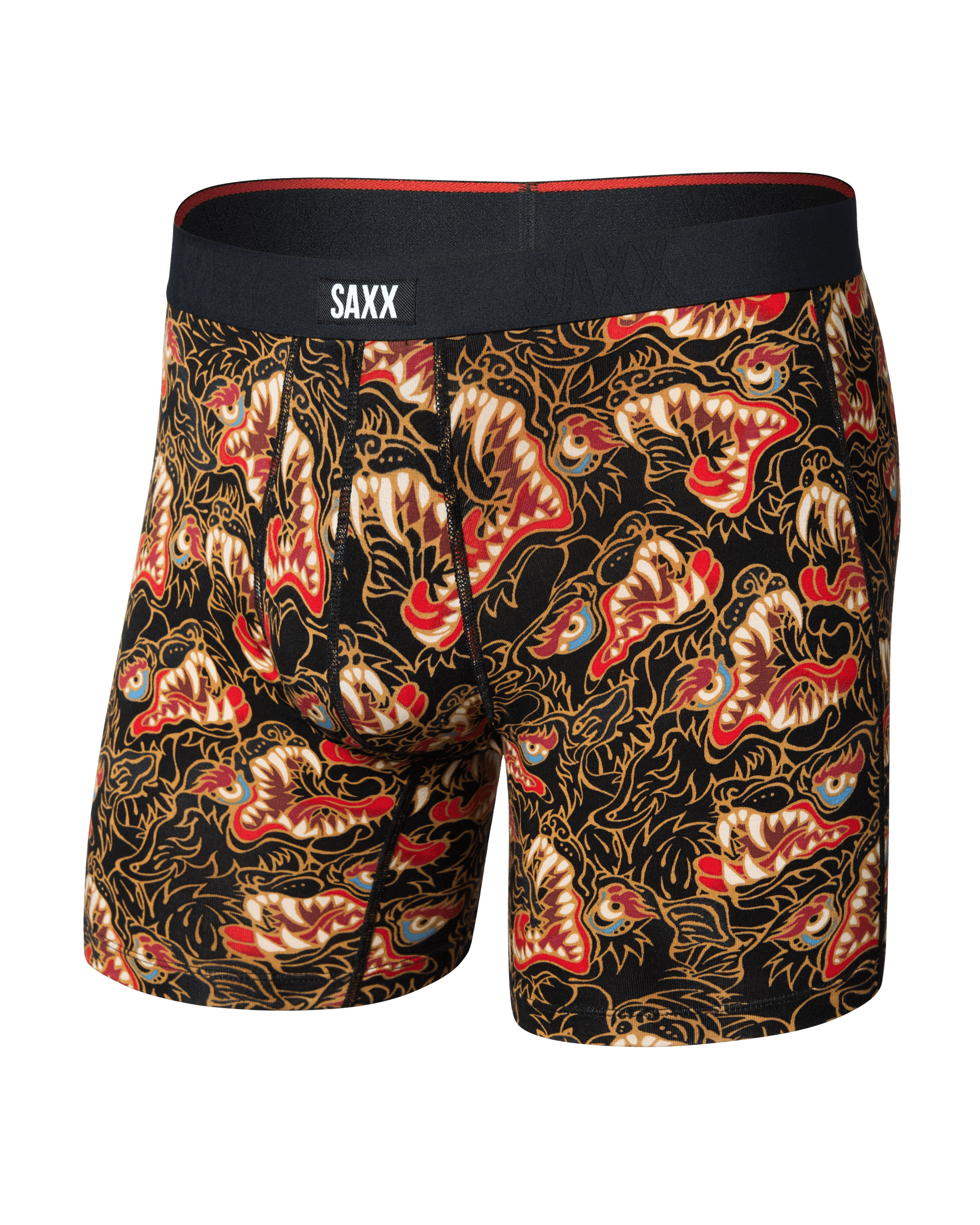 Front of Vibe Xtra Soft Comfort Boxer Brief in Howl-Black