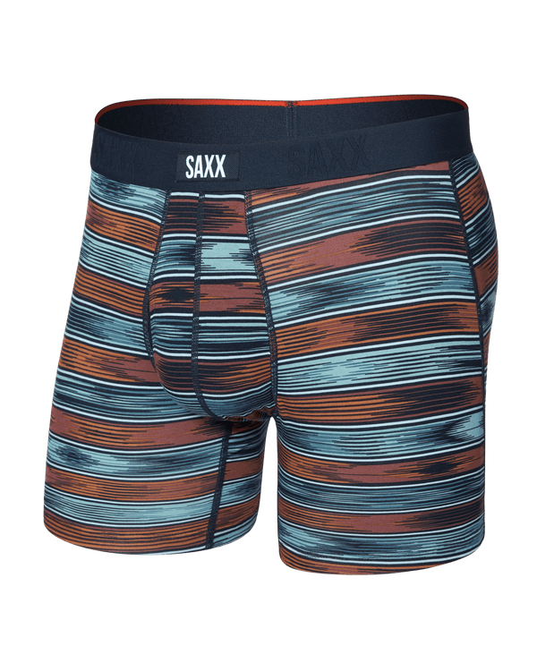 Front of  Vibe Xtra Soft Comfort Boxer Brief Fly in Ikat Stripe-Multi