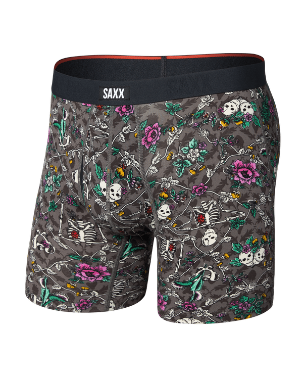 Front of Vibe Xtra Soft Comfort Boxer Brief in Lovely Bones-Dark Grey