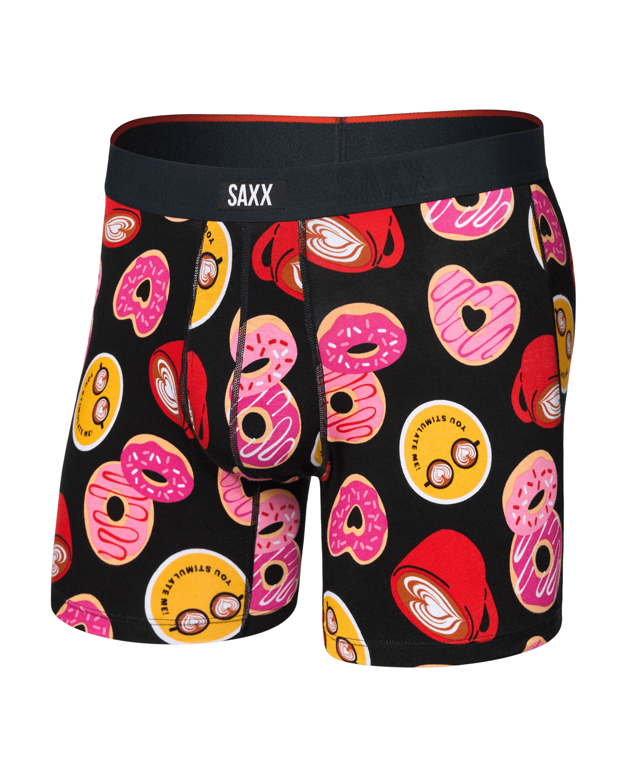 Front of  Vibe Xtra Soft Comfort Boxer Brief Fly in Love Story-Black