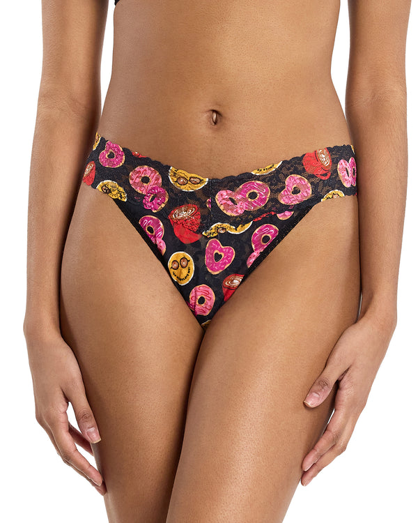 Front - Model wearing Lace Original Rise Thong Love Story-Black