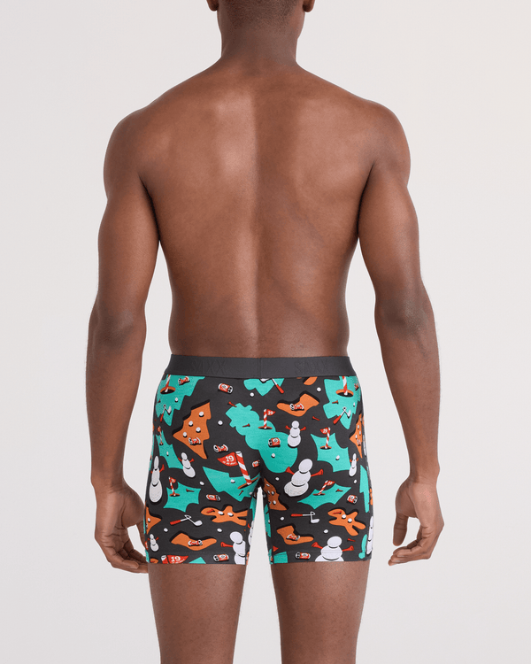 Back - Model wearing  Vibe Xtra Soft Comfort Boxer Brief Fly in 19th Hole-idays-Faded Black