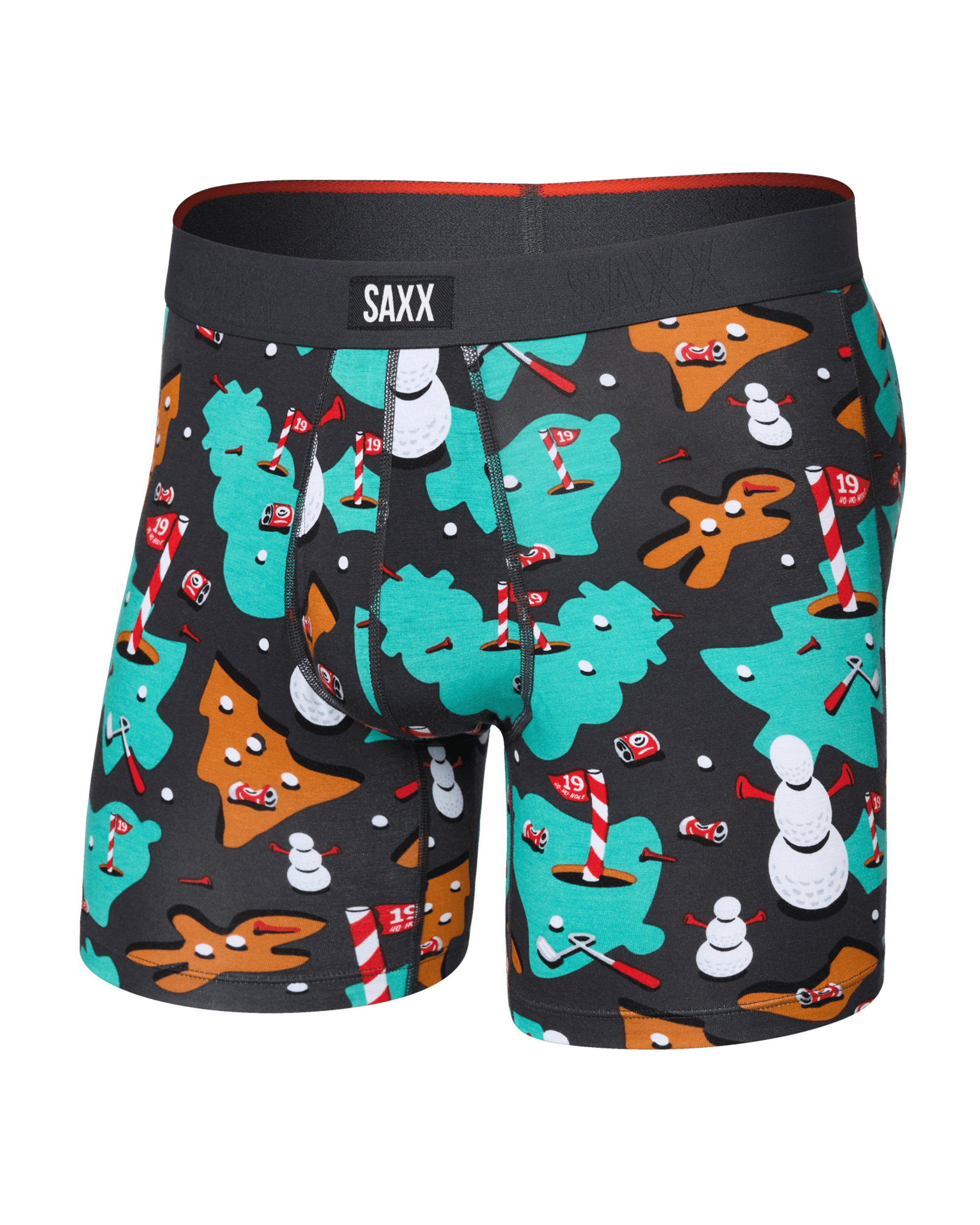 Front of  Vibe Xtra Soft Comfort Boxer Brief Fly in 19th Hole-idays-Faded Black
