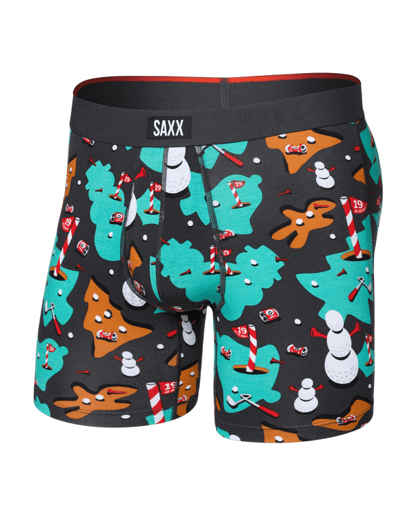 Front of  Vibe Xtra Soft Comfort Boxer Brief Fly in 19th Hole-idays-Faded Black