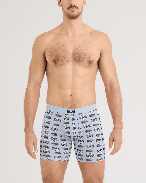 Front - Model wearing Vibe Xtra Soft Comfort Boxer Brief 2 Pack in Puck Stopper/Black