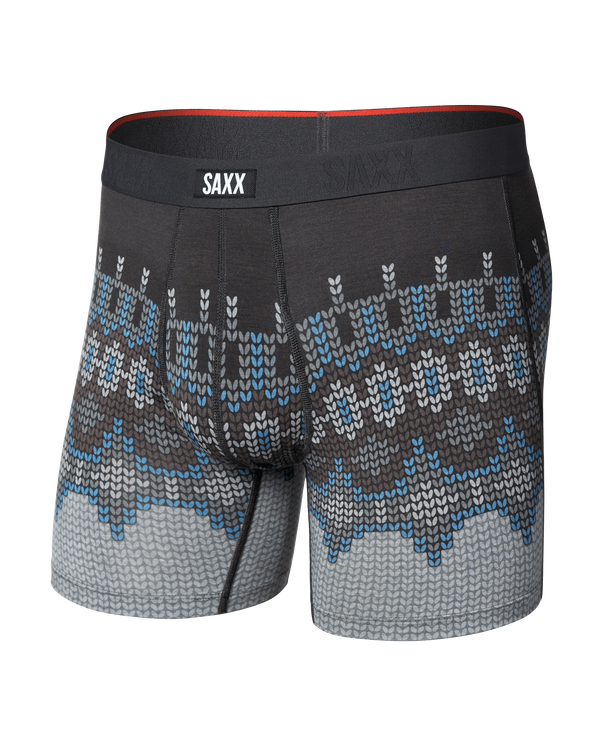 Front of Vibe Xtra Soft Comfort Boxer Brief in Shetland Stripe-Dark Grey
