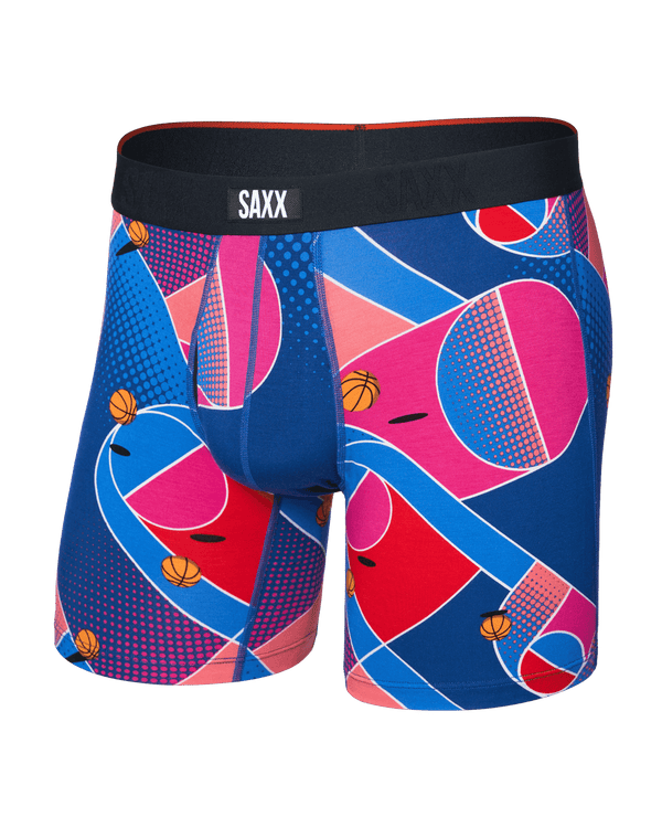 Front of  Vibe Xtra Soft Comfort Boxer Brief Fly in Sport Court-Multi