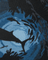Silhouette of sharks and fish on a blue background