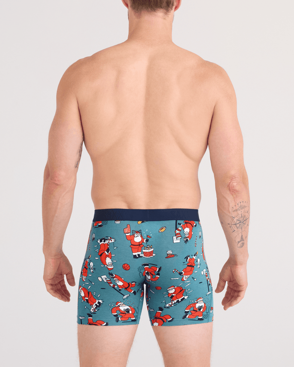 Back - Model wearing  Vibe Xtra Soft Comfort Boxer Brief Fly in Santathalon-Seascape